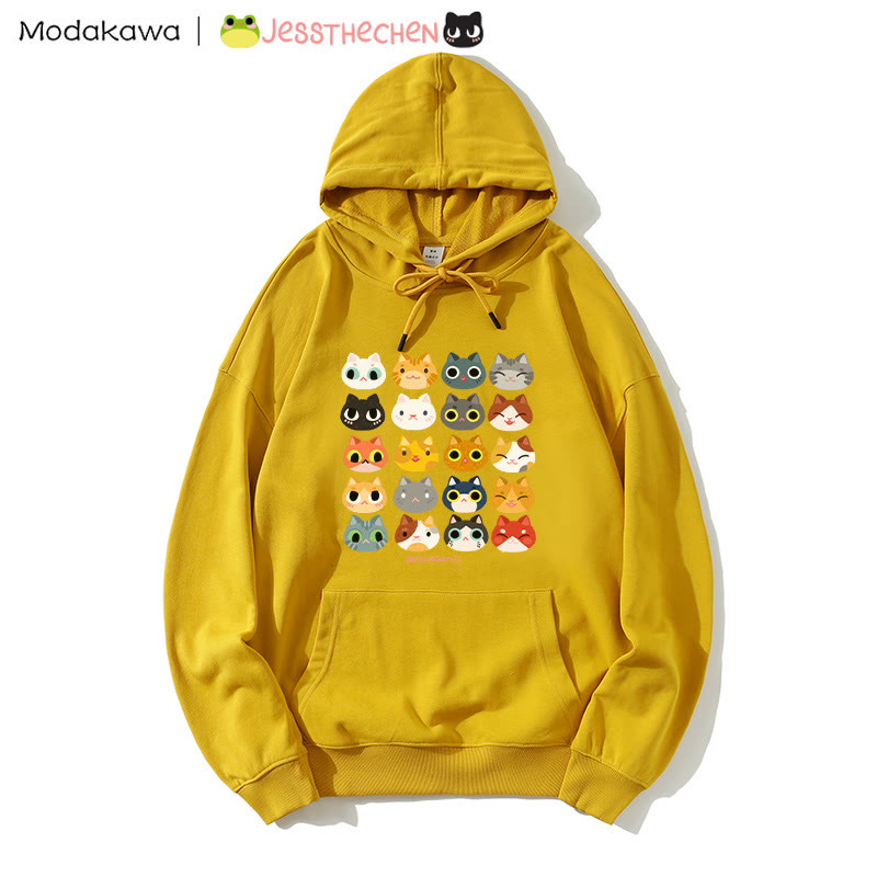 MODAKAWA X jessthechen – Lockerer Hoodie mit Kitty-Print - Yellow - 5XL - image 4