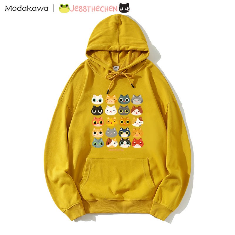 MODAKAWA X jessthechen – Lockerer Hoodie mit Kitty-Print - Yellow - 5XL - image 4
