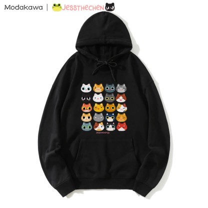 MODAKAWA X jessthechen – Lockerer Hoodie mit Kitty-Print - Black - 5XL - image 3