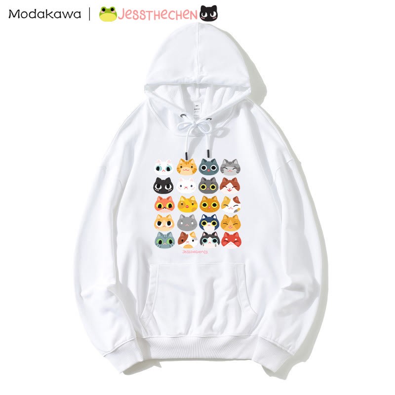 MODAKAWA X jessthechen – Lockerer Hoodie mit Kitty-Print - White - 5XL - image 1