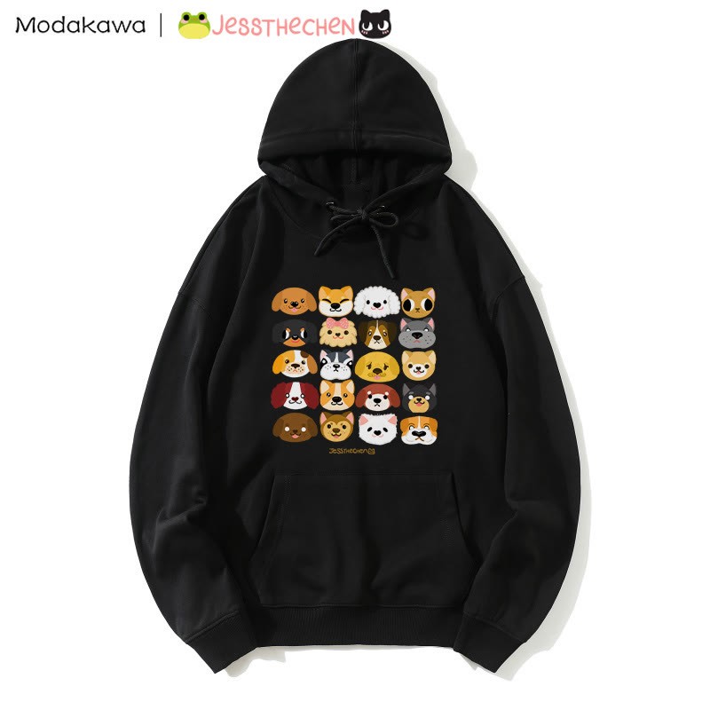 MODAKAWA X jessthechen Lockerer Hoodie im Graffiti-Stil mit Welpendruck - Black - 5XL - image 2