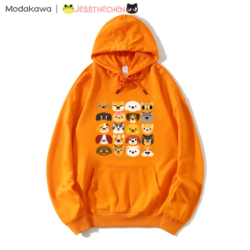 MODAKAWA X jessthechen Lockerer Hoodie im Graffiti-Stil mit Welpendruck - Orange - 5XL - image 1