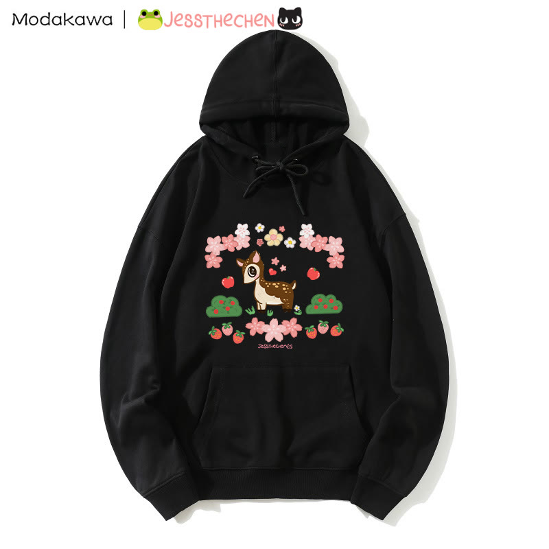 MODAKAWA X jessthechen – Lockerer Hoodie mit Baby-Hirsch-Print - Black - 5XL - image 2