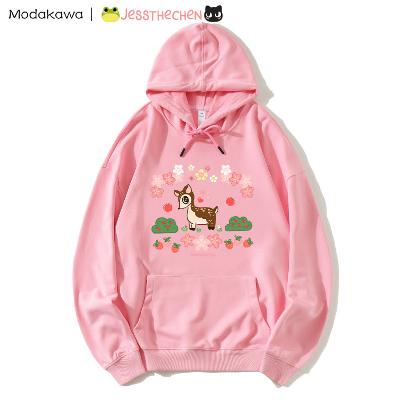 MODAKAWA X jessthechen – Lockerer Hoodie mit Baby-Hirsch-Print - Pink - 5XL - image 1