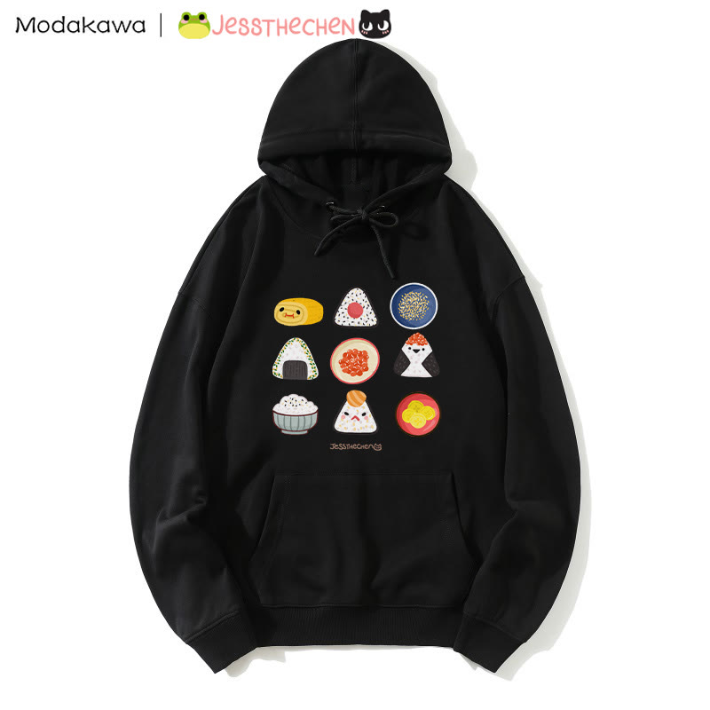 MODAKAWA X jessthechen – Lockerer Hoodie mit Reisbällchen-Print - Black - 5XL - image 1