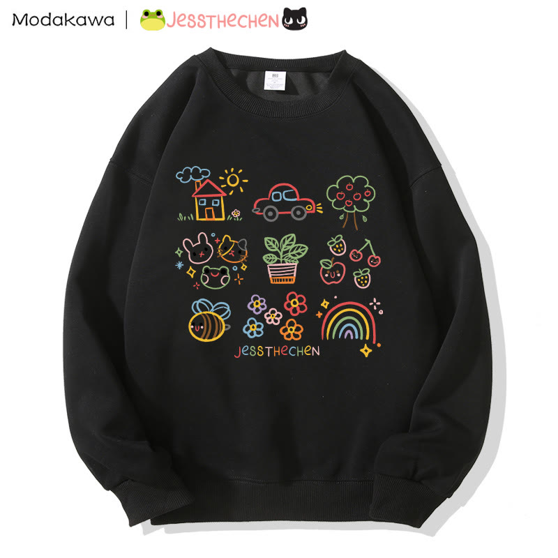 MODAKAWA X jessthechen Sweatshirt mit Rundhalsausschnitt und Linienzeichnungsprint - Black - 3XL - image 3