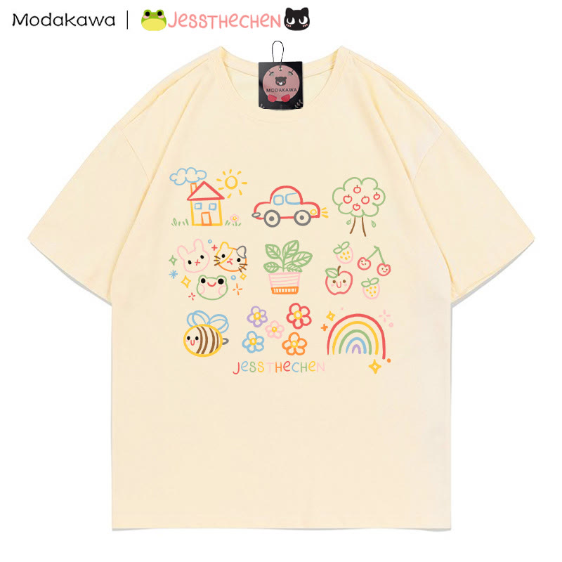 MODAKAWA X jessthechen Line Drawing Print T-Shirt - Apricot - 5XL - image 2
