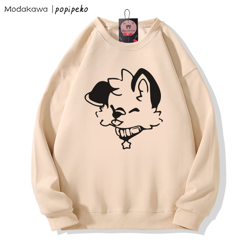 MODAKAWA X popipeko Sweatshirt mit Welpenprint und Rundhalsausschnitt - Apricot B - 5XL - image 3