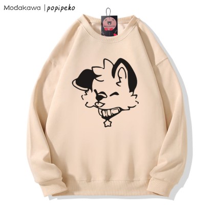 MODAKAWA X popipeko Sweatshirt mit Welpenprint und Rundhalsausschnitt - Apricot B - 5XL - image 3