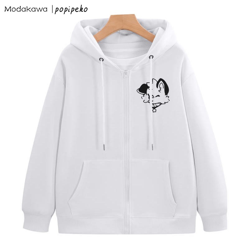 MODAKAWA X popipeko Kapuzenpullover mit Reißverschluss und Welpen-Print - White - 5XL - image 4