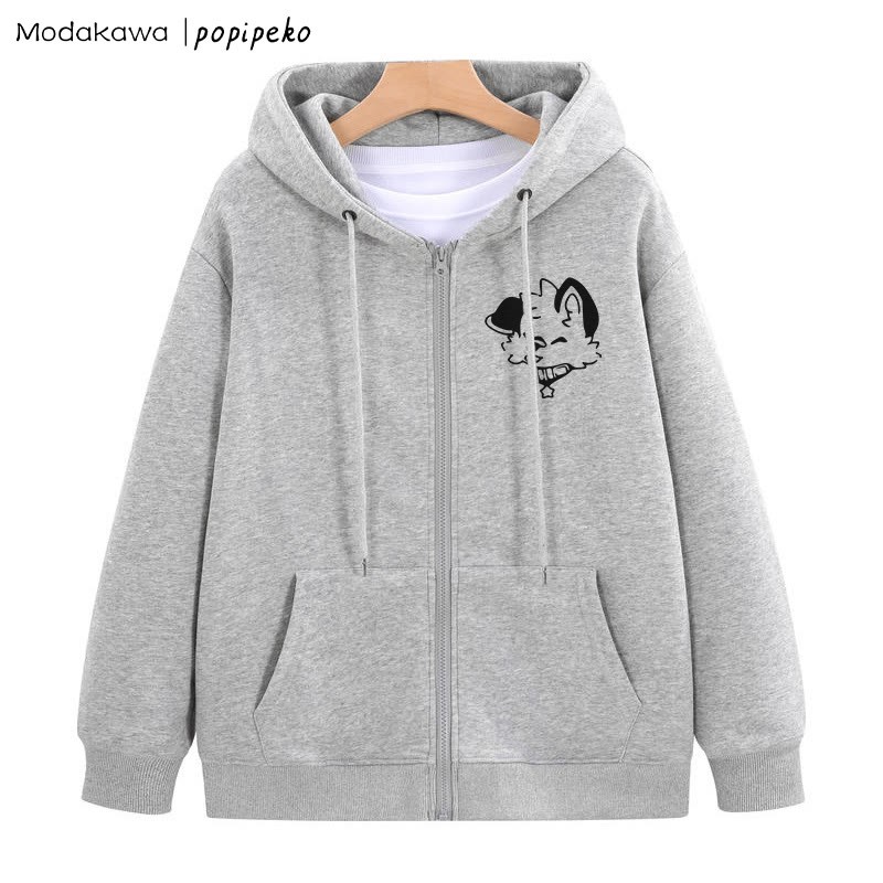MODAKAWA X popipeko Kapuzenpullover mit Reißverschluss und Welpen-Print - Grey - 5XL - image 6