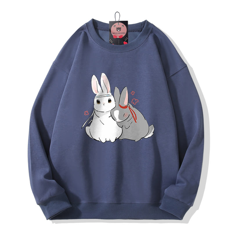 Sweatshirt mit Hasenprint und Rundhalsausschnitt - Dark Blue - 5XL - image 1