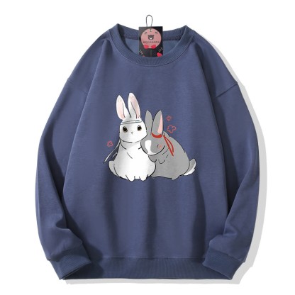 Sweatshirt mit Hasenprint und Rundhalsausschnitt - Dark Blue - 5XL - image 1