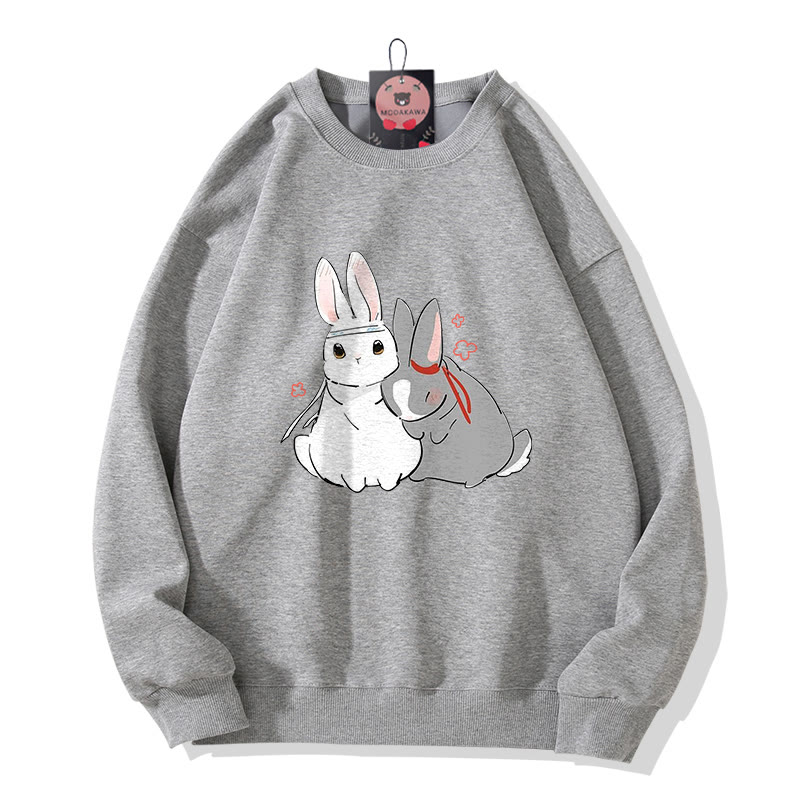 Sweatshirt mit Hasenprint und Rundhalsausschnitt - Grey - 5XL - image 5
