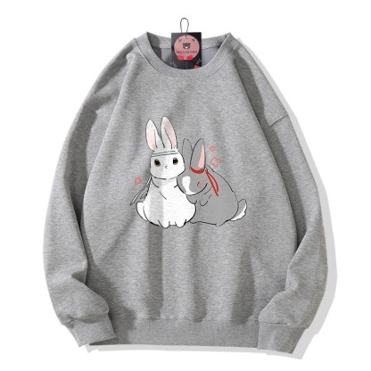 Sweatshirt mit Hasenprint und Rundhalsausschnitt - Grey - 5XL - image 5