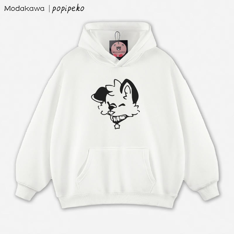 MODAKAWA X popipeko Lockerer Hoodie mit Welpen-Print - White - 5XL - image 3