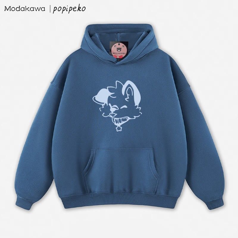 MODAKAWA X popipeko Lockerer Hoodie mit Welpen-Print - Dark Blue - 5XL - image 2