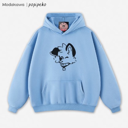 MODAKAWA X popipeko Lockerer Hoodie mit Welpen-Print - Blue - 5XL - image 1