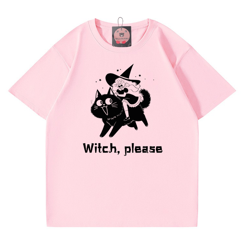 Hexen-Kätzchen-Print-T-Shirt - Pink - 5XL - image 3