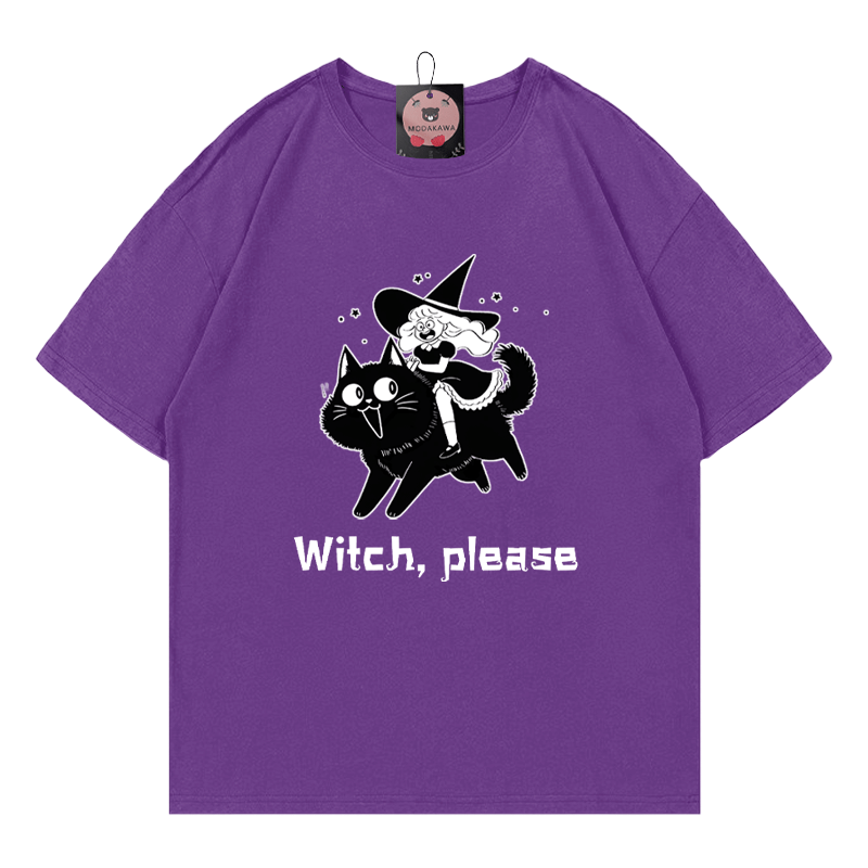 Hexen-Kätzchen-Print-T-Shirt - Light Purple - 5XL - image 2