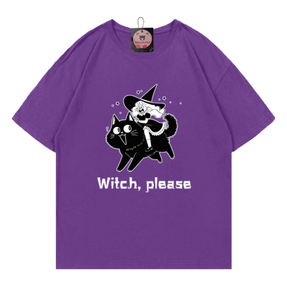 Hexen-Kätzchen-Print-T-Shirt - Light Purple - 5XL - image 2