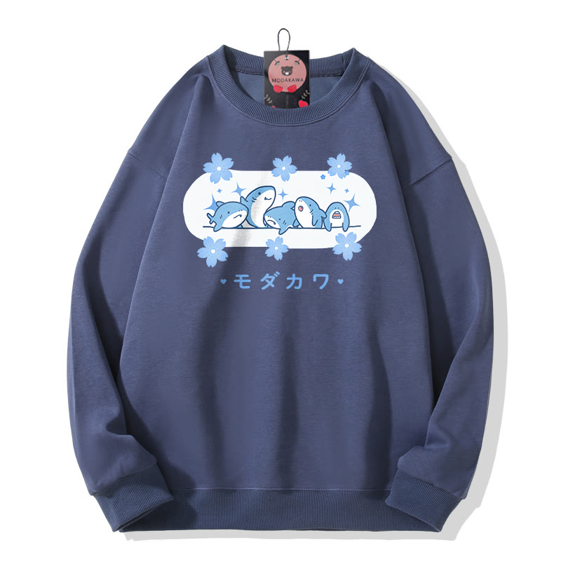 MODAKAWA Sweatshirt mit Hai-Print und Rundhalsausschnitt - Dark Blue - 5XL - image 2