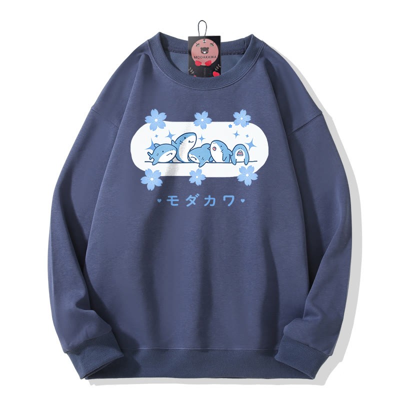 MODAKAWA Sweatshirt mit Hai-Print und Rundhalsausschnitt - Dark Blue - 5XL - image 2
