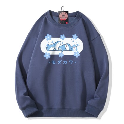 MODAKAWA Sweatshirt mit Hai-Print und Rundhalsausschnitt - Dark Blue - 5XL - image 2