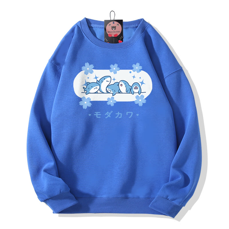 MODAKAWA Sweatshirt mit Hai-Print und Rundhalsausschnitt - Blue - 5XL - image 1