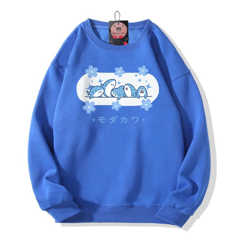 MODAKAWA Sweatshirt mit Hai-Print und Rundhalsausschnitt - Blue - 5XL - image 1