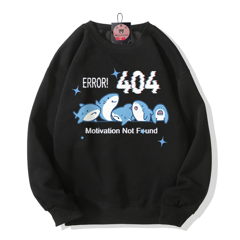 ERROR 404 MOTIVATION NICHT GEFUNDEN Sweatshirt mit Hai-Print und Rundhalsausschnitt - Black - 5XL - image 3