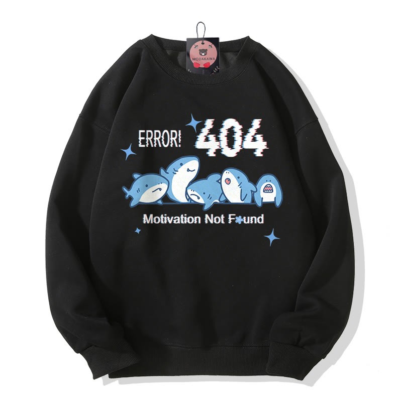 ERROR 404 MOTIVATION NICHT GEFUNDEN Sweatshirt mit Hai-Print und Rundhalsausschnitt - Black - 5XL - image 3