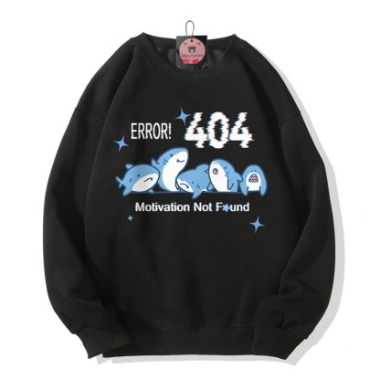 ERROR 404 MOTIVATION NICHT GEFUNDEN Sweatshirt mit Hai-Print und Rundhalsausschnitt - Black - 5XL - image 3