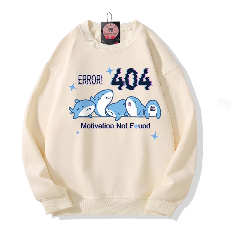 ERROR 404 MOTIVATION NICHT GEFUNDEN Sweatshirt mit Hai-Print und Rundhalsausschnitt - Apricot - 5XL - image 2