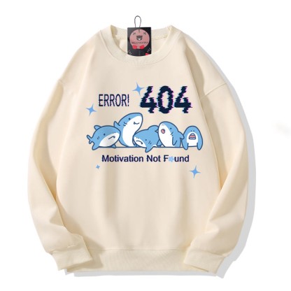 ERROR 404 MOTIVATION NICHT GEFUNDEN Sweatshirt mit Hai-Print und Rundhalsausschnitt - Apricot - 5XL - image 2