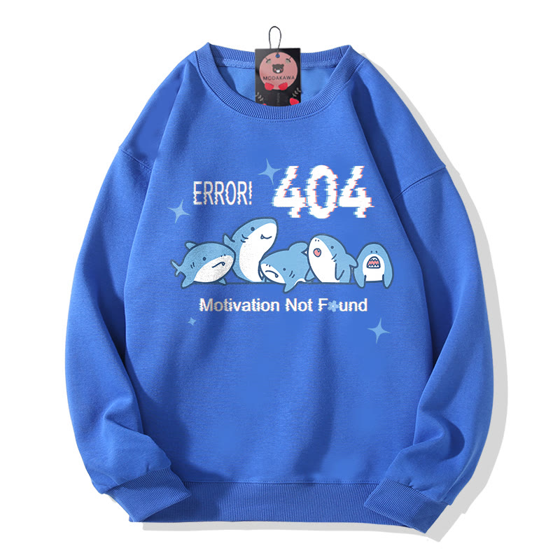 ERROR 404 MOTIVATION NICHT GEFUNDEN Sweatshirt mit Hai-Print und Rundhalsausschnitt - Blue - 5XL - image 1