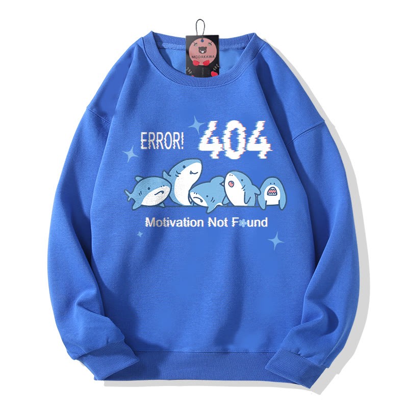 ERROR 404 MOTIVATION NICHT GEFUNDEN Sweatshirt mit Hai-Print und Rundhalsausschnitt - Blue - 5XL - image 1