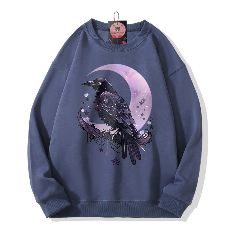 Sweatshirt mit Vogel- und Mondprint und Rundhalsausschnitt - Blue - 5XL - image 2