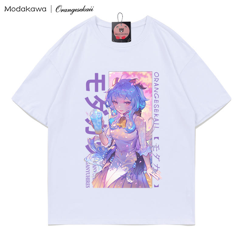 MODAKAWA X orangesekaii ganyuhires Print T-Shirt - White - 5XL - image 4