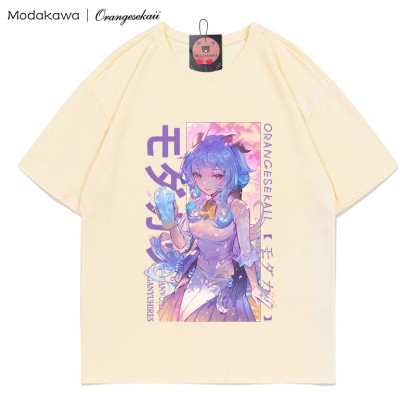 MODAKAWA X orangesekaii ganyuhires Print T-Shirt - Apricot - 5XL - image 2