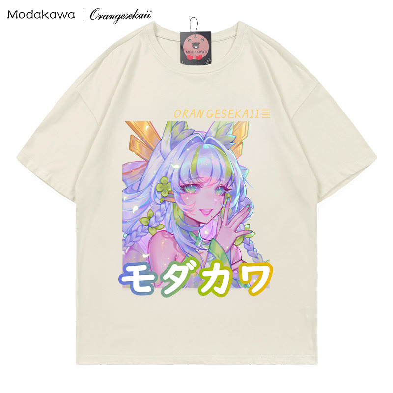 MODAKAWA X orangesekaii kitsunya Print T-Shirt - Beige - 5XL - image 2