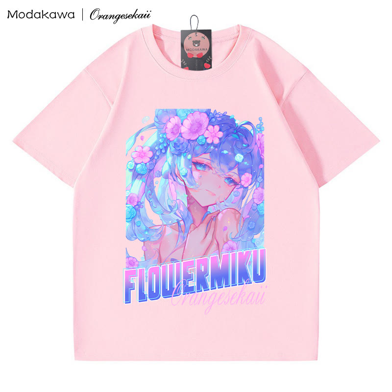 MODAKAWA X orangesekaii flowermiku Print T-Shirt - Pink - 5XL - image 2