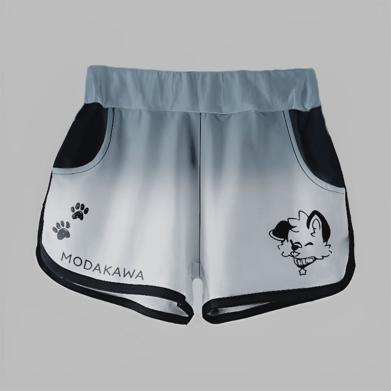 MODAKAWA X popipeko Shorts mit Farbverlauf und Welpenprint - Grey - 5XL - image 5