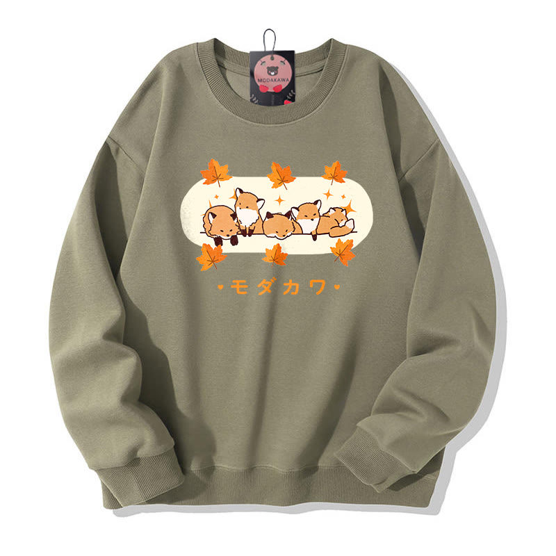 MODAKAWA Sweatshirt mit Fuchsprint und Rundhalsausschnitt - Green - 5XL - image 1
