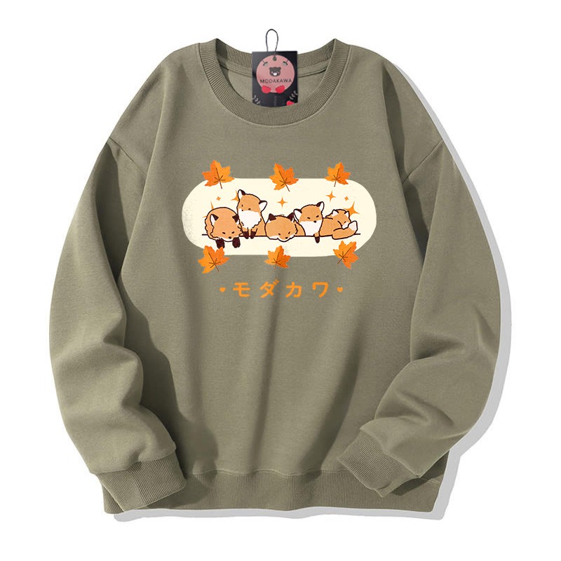 MODAKAWA Sweatshirt mit Fuchsprint und Rundhalsausschnitt - Green - 5XL - image 1
