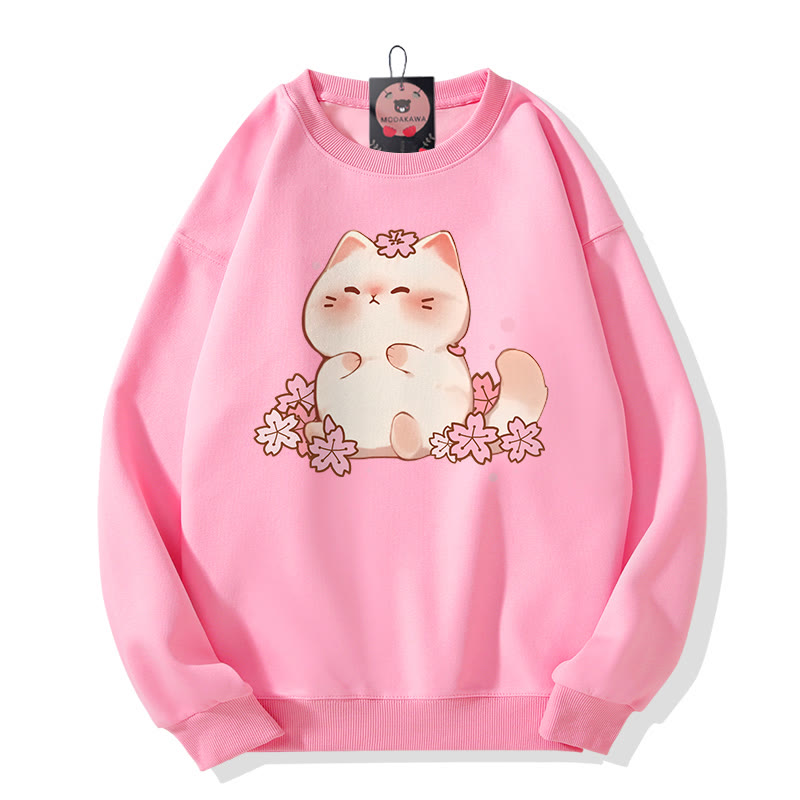 Sakura Kitty Print Rundhals-Sweatshirt - Pink - 5XL - image 3