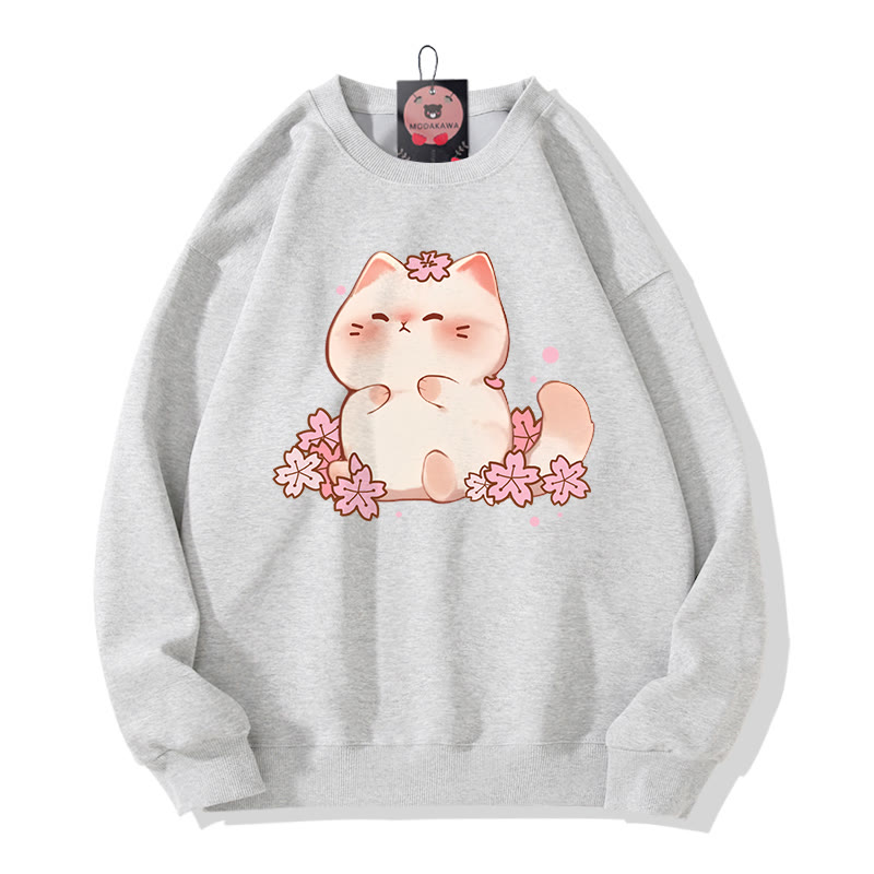 Sakura Kitty Print Rundhals-Sweatshirt - Grey - 5XL - image 2