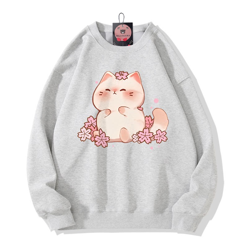Sakura Kitty Print Rundhals-Sweatshirt - Grey - 5XL - image 2