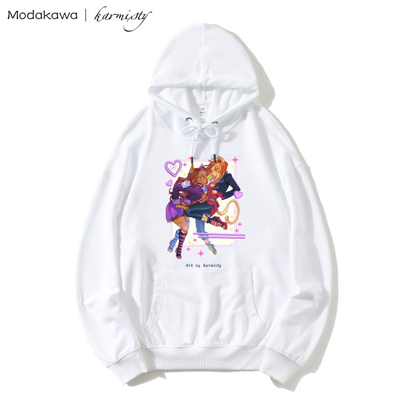 MODAKAWA X karmisty – Lockerer Hoodie mit Kitten-Girl-Print - White - 5XL - image 1