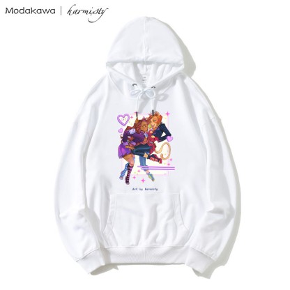 MODAKAWA X karmisty – Lockerer Hoodie mit Kitten-Girl-Print - White - 5XL - image 1